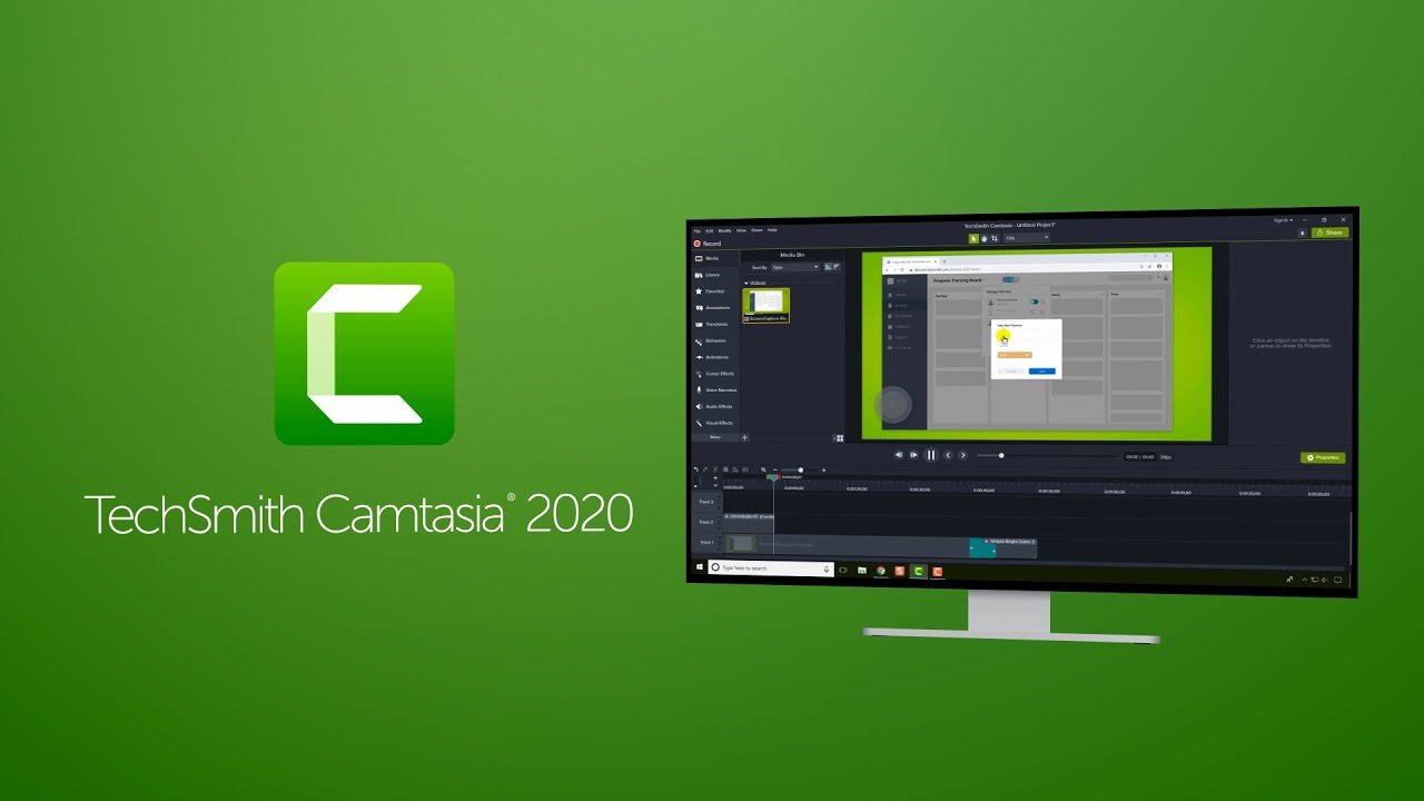 Video editing software on computer Camtasia